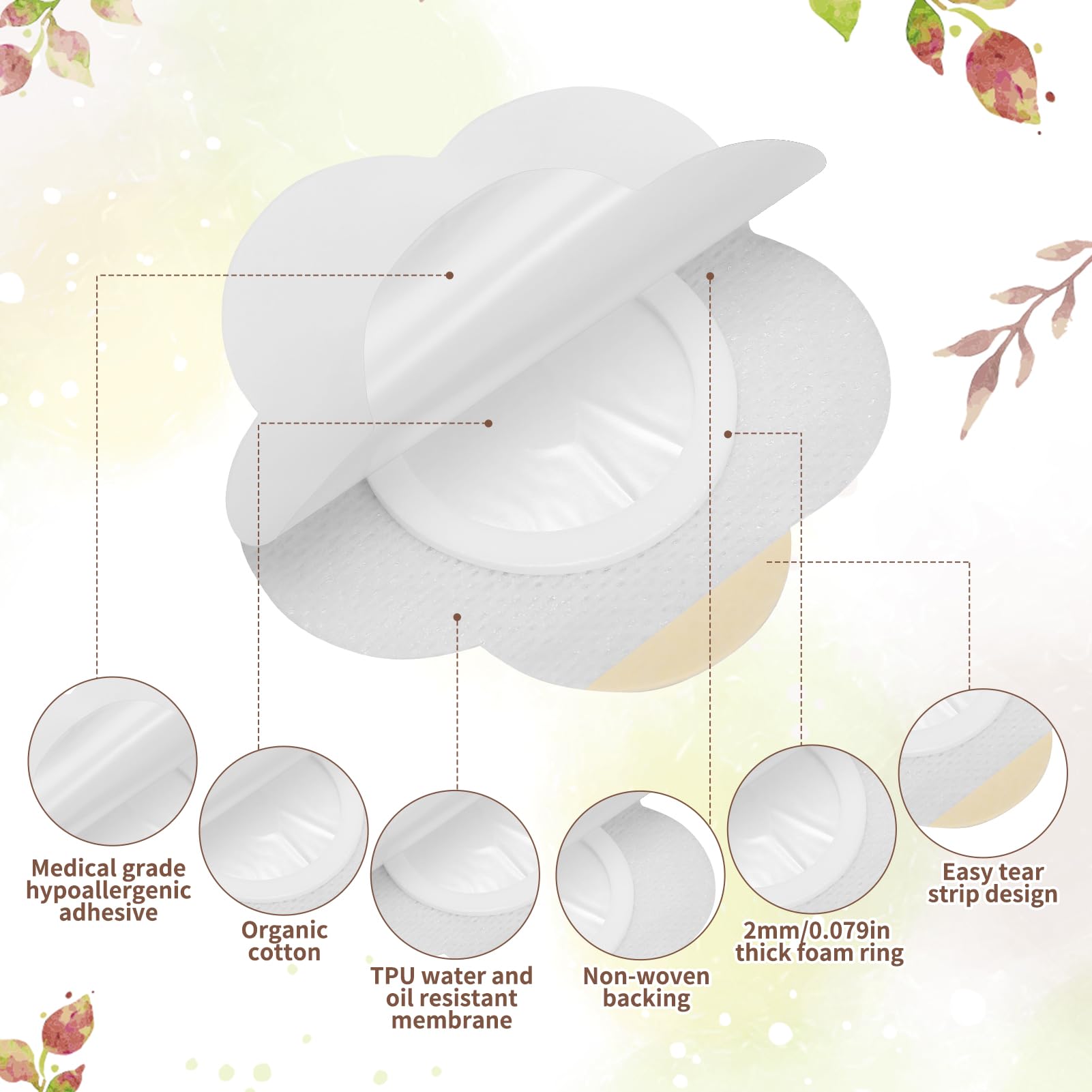 Castor Oil Patches - Disposable Organic Cotton Self-Adhesive Belly Button Patches (60 pcs, 3.15 inch, White)