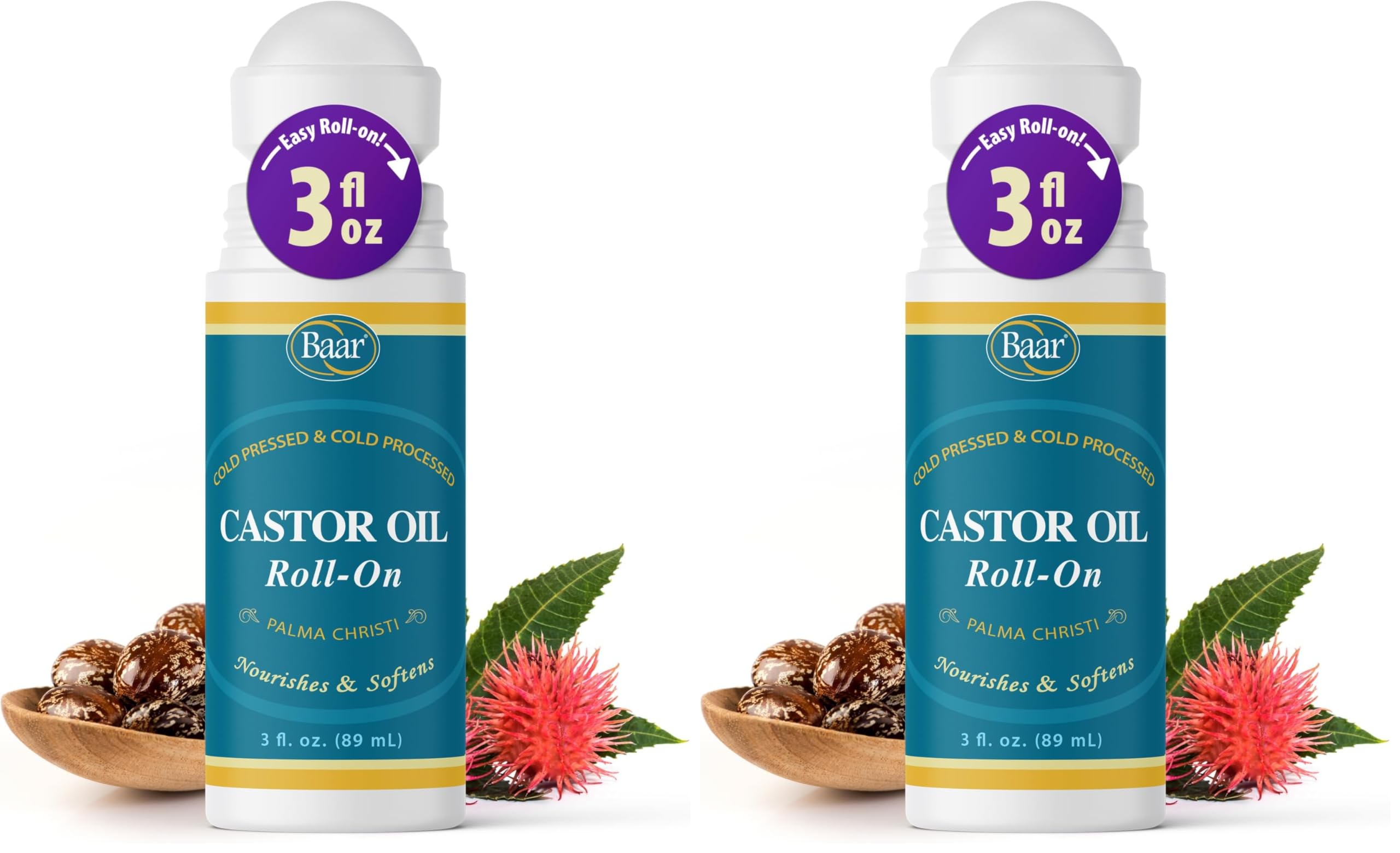 Baar Products Castor Oil Roll-On 3 oz – Pack of 2 | Health & Beauty