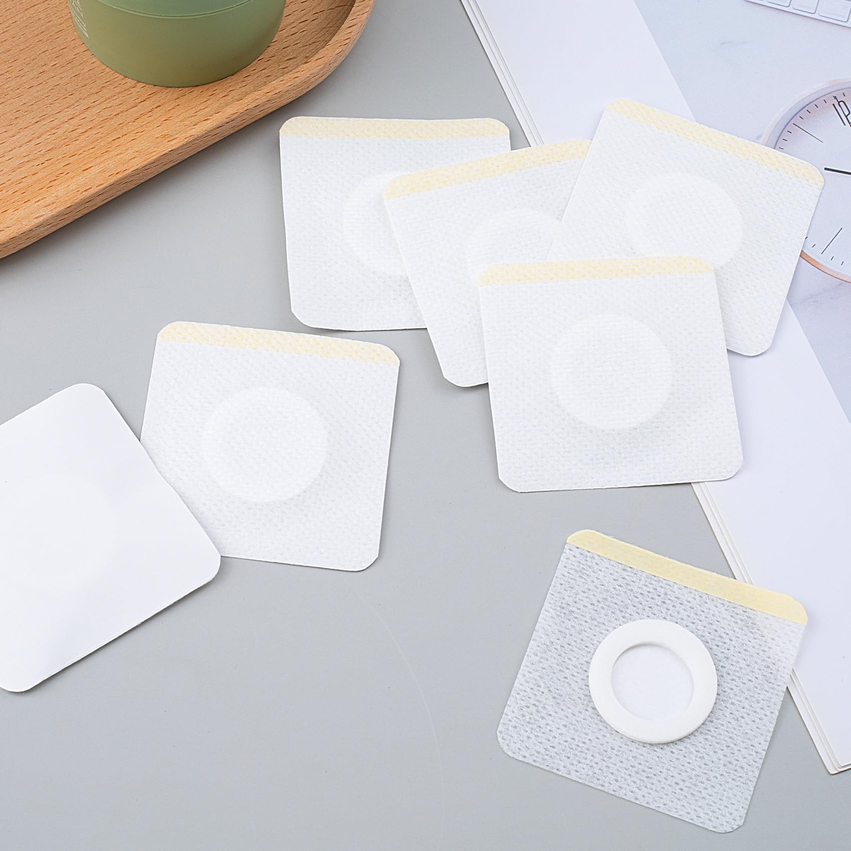Joez Wonderful 50 Pcs Disposable Castor Oil Pack Wrap - Self-Adhesive Belly Button Patches (Organic Cotton, White)