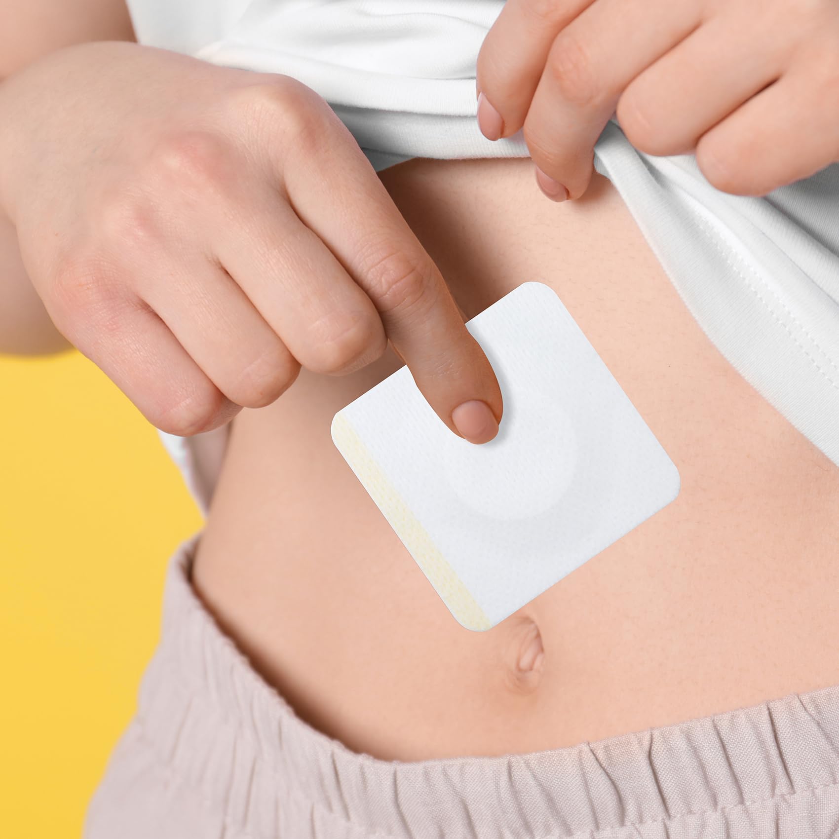 Joez Wonderful 50 Pcs Disposable Castor Oil Pack Wrap - Self-Adhesive Belly Button Patches (Organic Cotton, White)