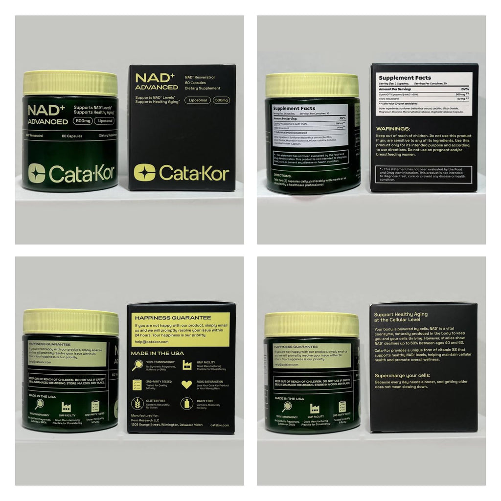 Cata-Kor Liposomal NAD+ with Resveratrol – NMN Alternative | Third-Party Tested