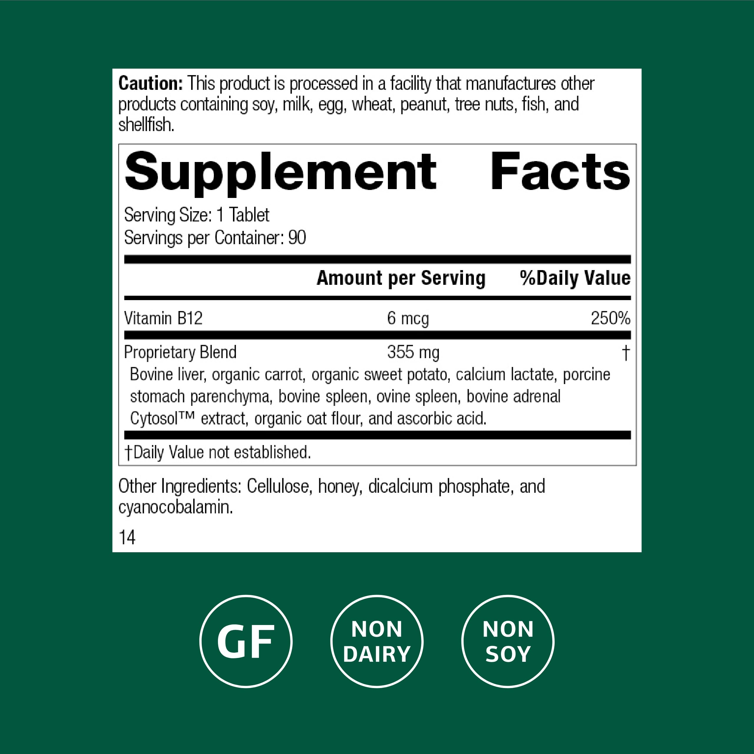 Cataplex B12 by Standard Process - Vitamin B12 for Blood Health & Nervous System (Gluten-Free, 90 Tablets)