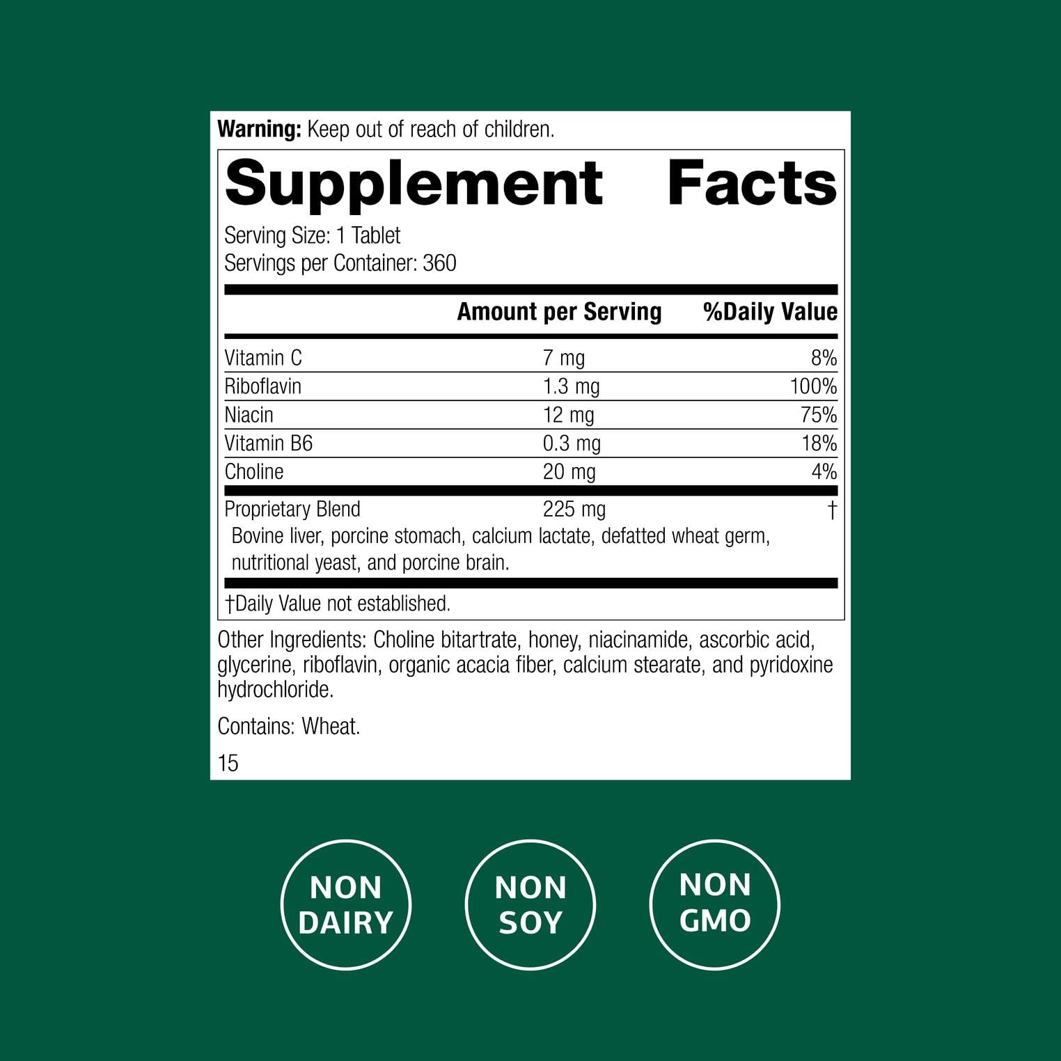 Standard Process Cataplex B2 – Nervous System Health Dietary Supplement (Non-Dairy & Non-Soy) – 360 Tablets