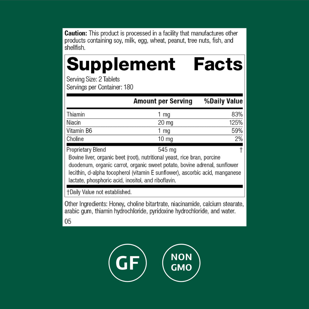 Standard Process Cataplex B-GF - Nervous System & Energy Support - Gluten-Free, Non-Dairy & Non-Soy - 360 Tablets