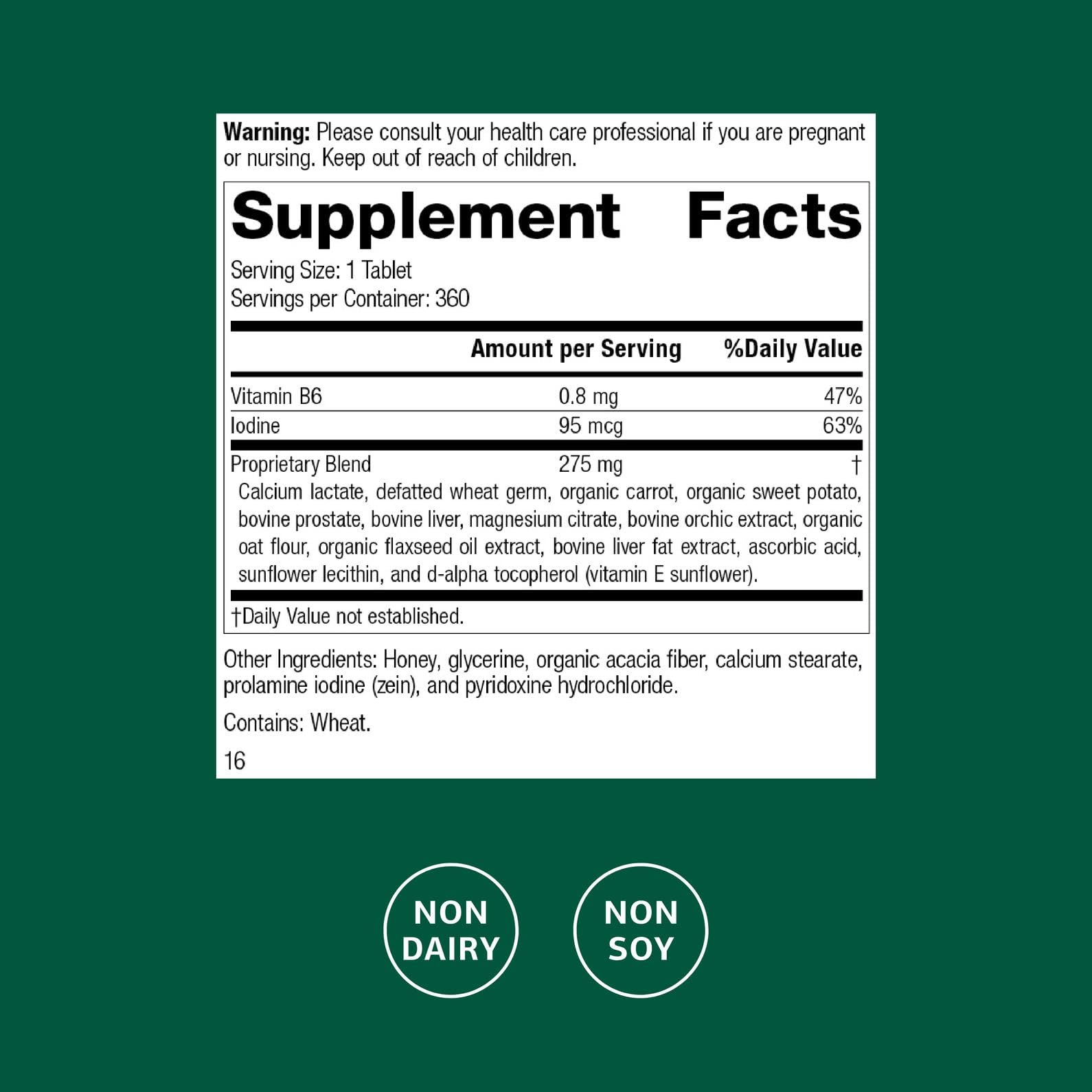 Standard Process Cataplex F – Vitamin B6 & Iodine for Thyroid Support, Non-Dairy & Non-Soy, 90 Tablets