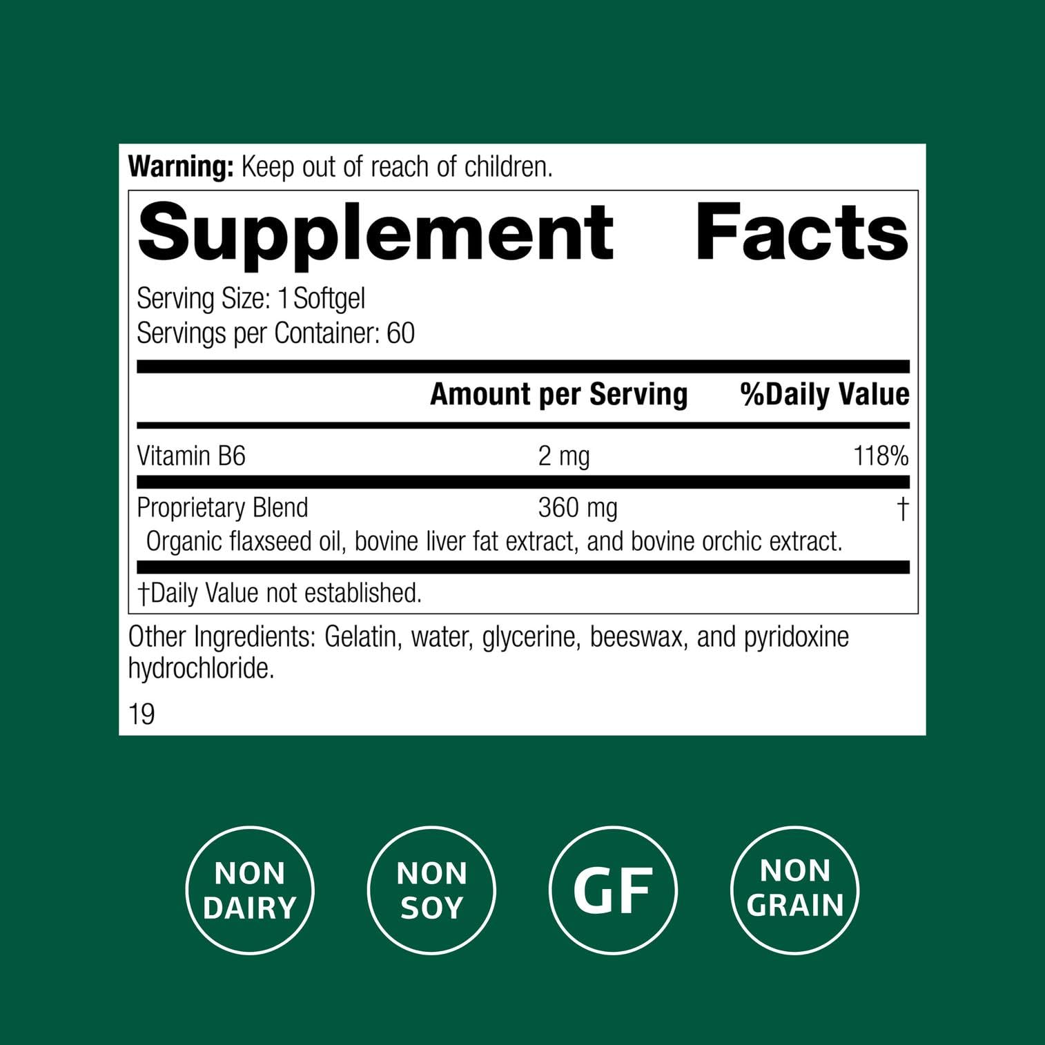 Standard Process Cataplex F – Whole Food Supplement for Metabolism, Skin & Hair Health | Flaxseed Oil, Vitamin B6 | 60 Softgels, Pack of 2