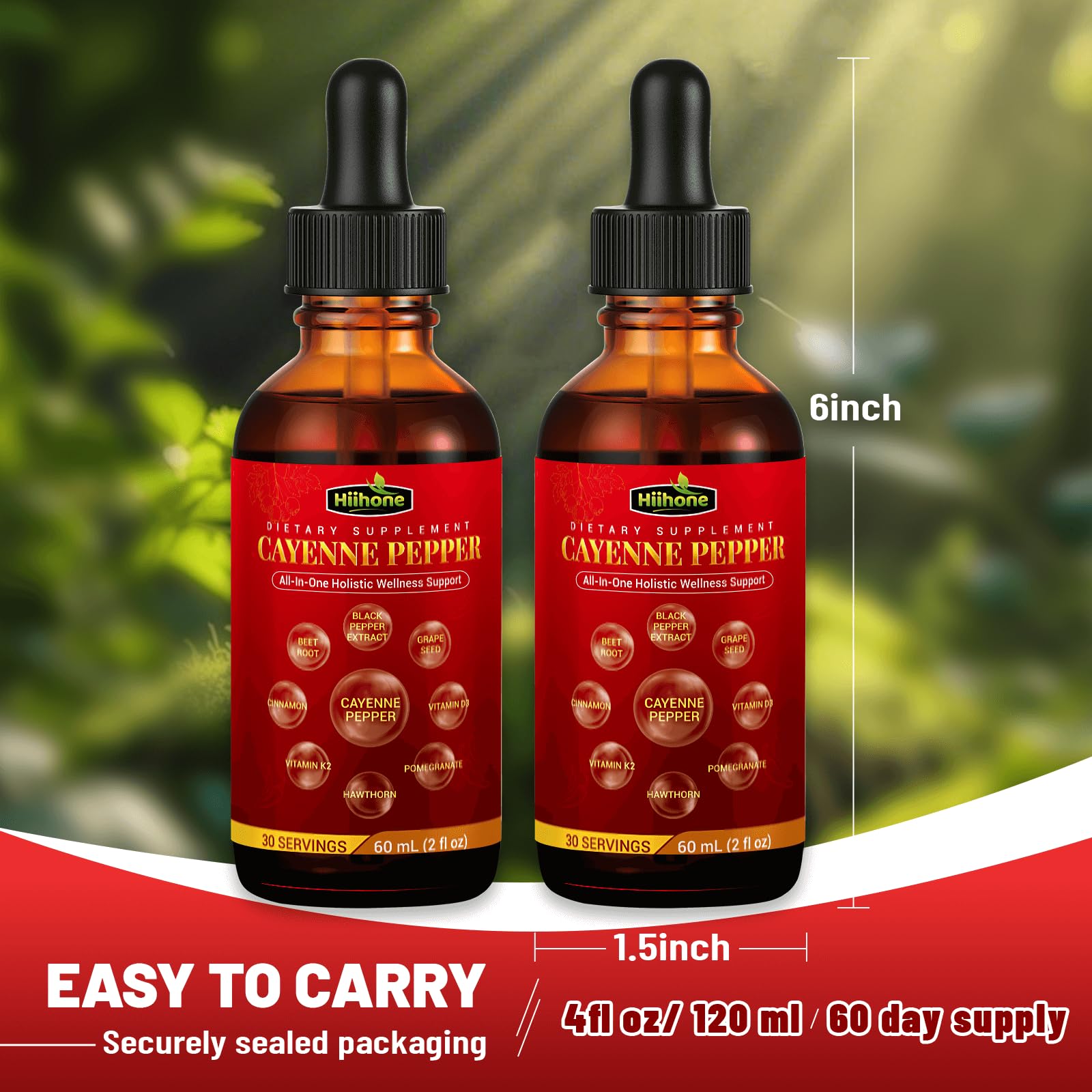 (2 Packs) 10-in-1 Cayenne Pepper Drops – Herbal Digestive & Immune Support – 4 Fl Oz