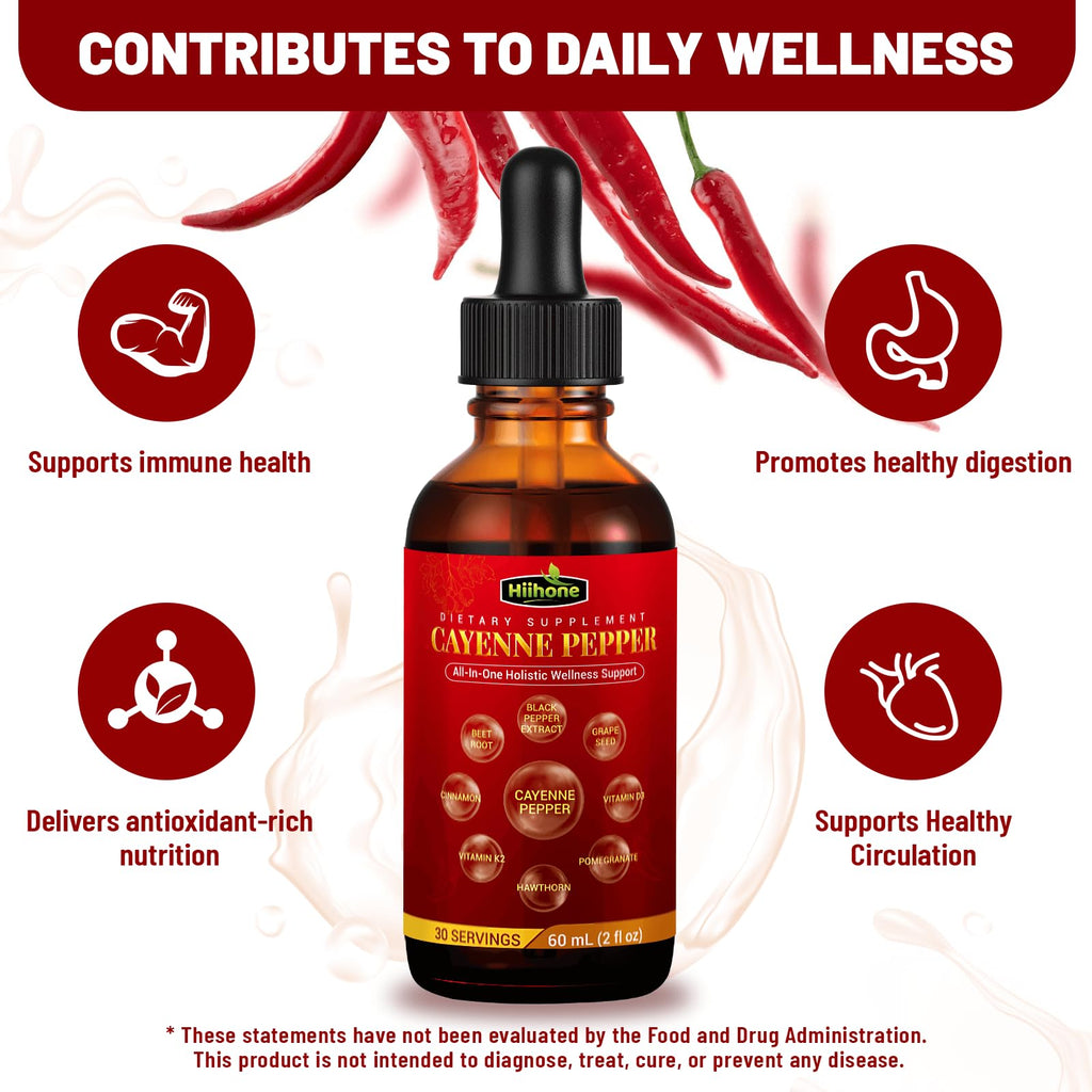(2 Packs) 10-in-1 Cayenne Pepper Drops – Herbal Digestive & Immune Support – 4 Fl Oz