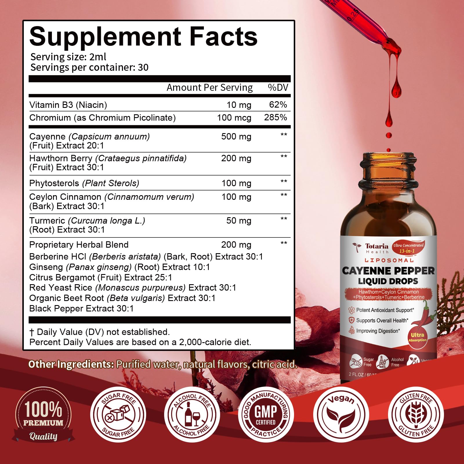 Cayenne Pepper Drops Liposomal Liquid Supplement – 13-in-1 Metabolic & Heart Health