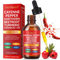 Cayenne Pepper Drops Supplement – Organic Extract with Hawthorn, Beetroot, Vitamin K2 & D3 (2 fl oz)