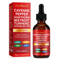 Cayenne Pepper Drops with Hawthorn Berry, Vitamin K2 D3, Beetroot & Turmeric | Vegan Health Supplement 60ml