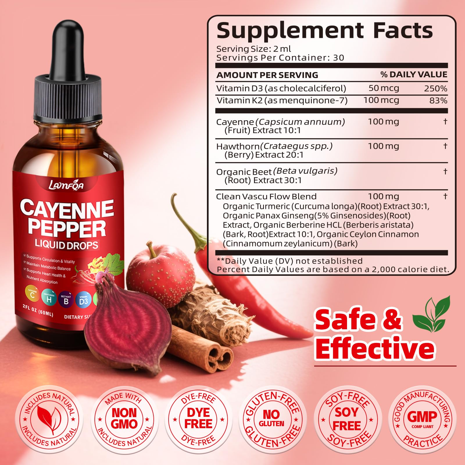 Cayenne Pepper Liquid Drops – Vegan, Non-GMO, High-Absorption Formula (2 oz)