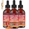 Cayenne Pepper Liquid Drops with Hawthorn Berry, Vitamin D3 K2 – 6oz