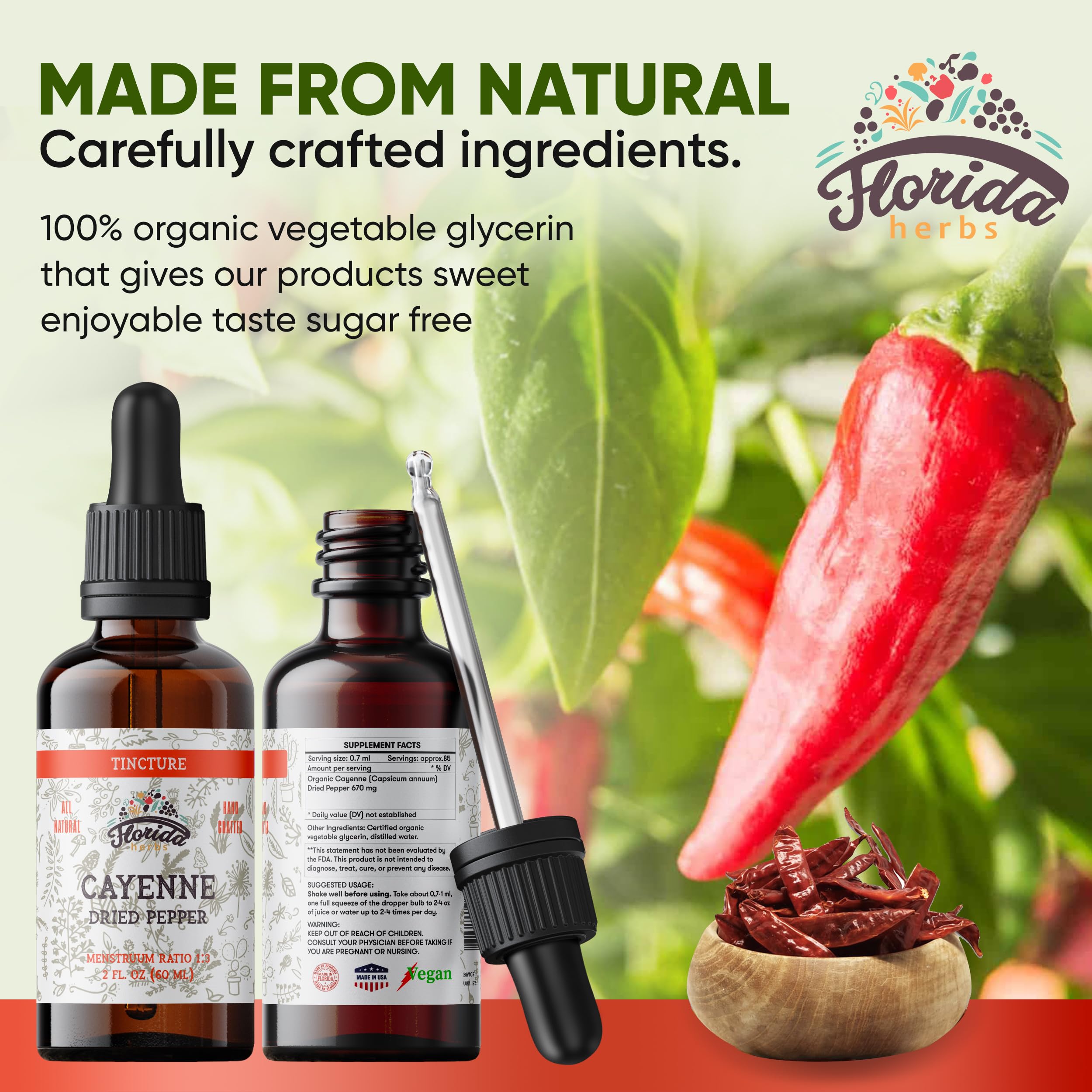 FLORIDA HERBS Cayenne Tincture Extract – Organic Cayenne, 2 oz