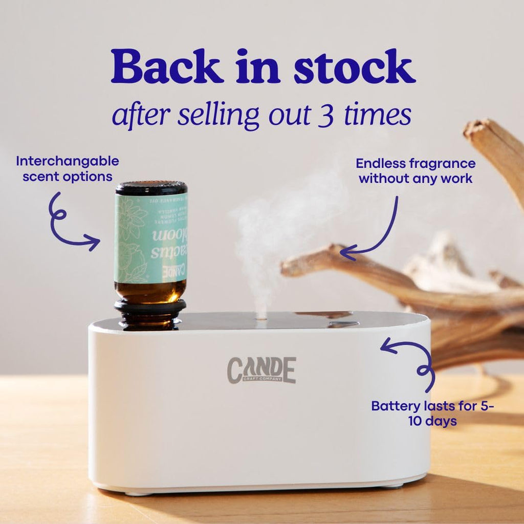 CE CRAFT Waterless Travel Diffuser Gift Set – Rechargeable, 3 Fragrance Oils, Office & Home