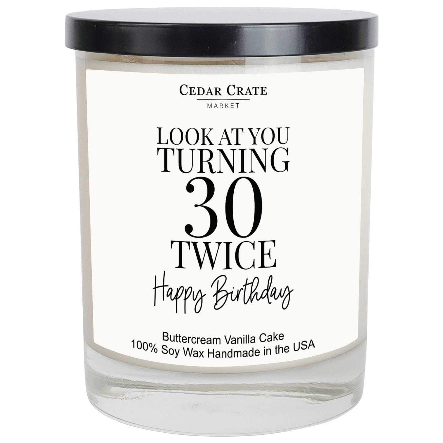 Cedar Crate Market 60th Birthday Gift Candle - Funny Buttercream Vanilla Soy Wax, Handmade USA