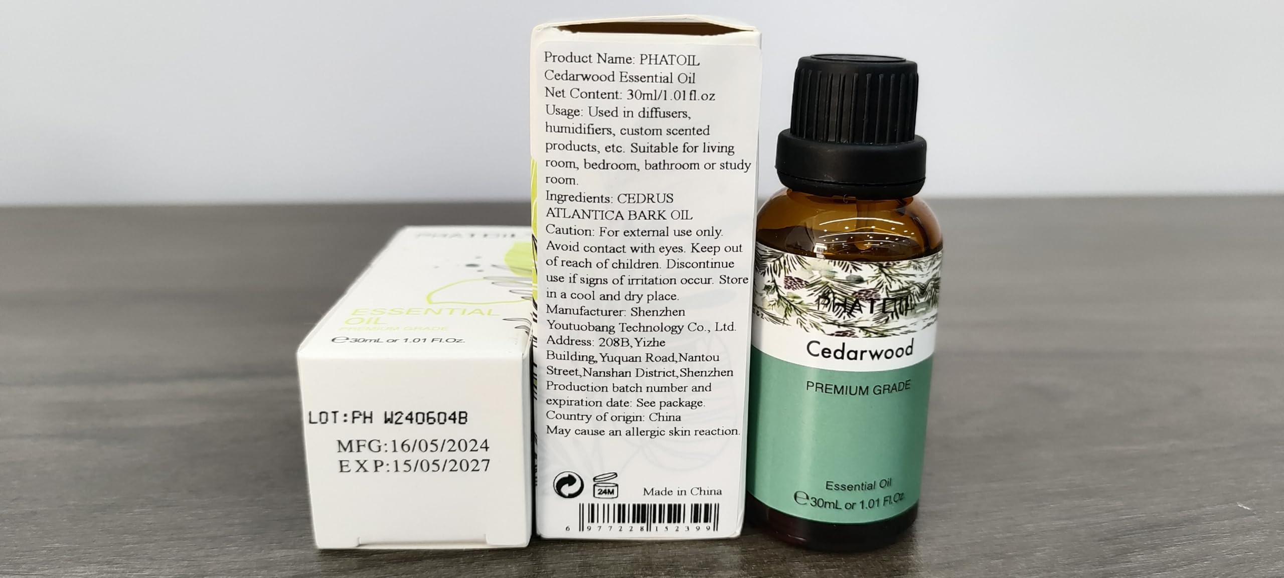 Cedarwood Essential Oil 30ml | PHATOIL Pure Essential Oil Singles for Aromatherapy, Diffusers & DIY Crafts