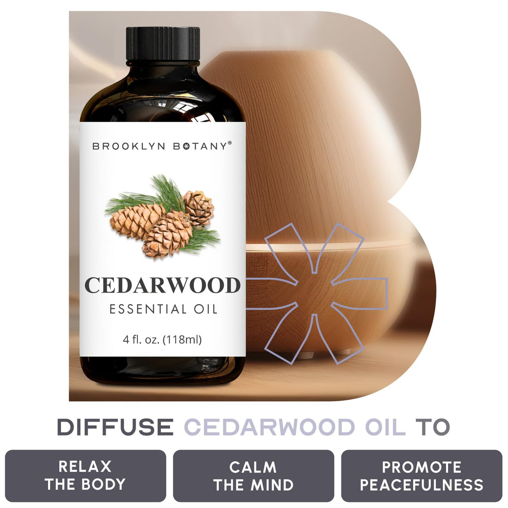 Brooklyn Botany Cedarwood Essential Oil - 4 fl oz - Pure & Natural - Premium Grade