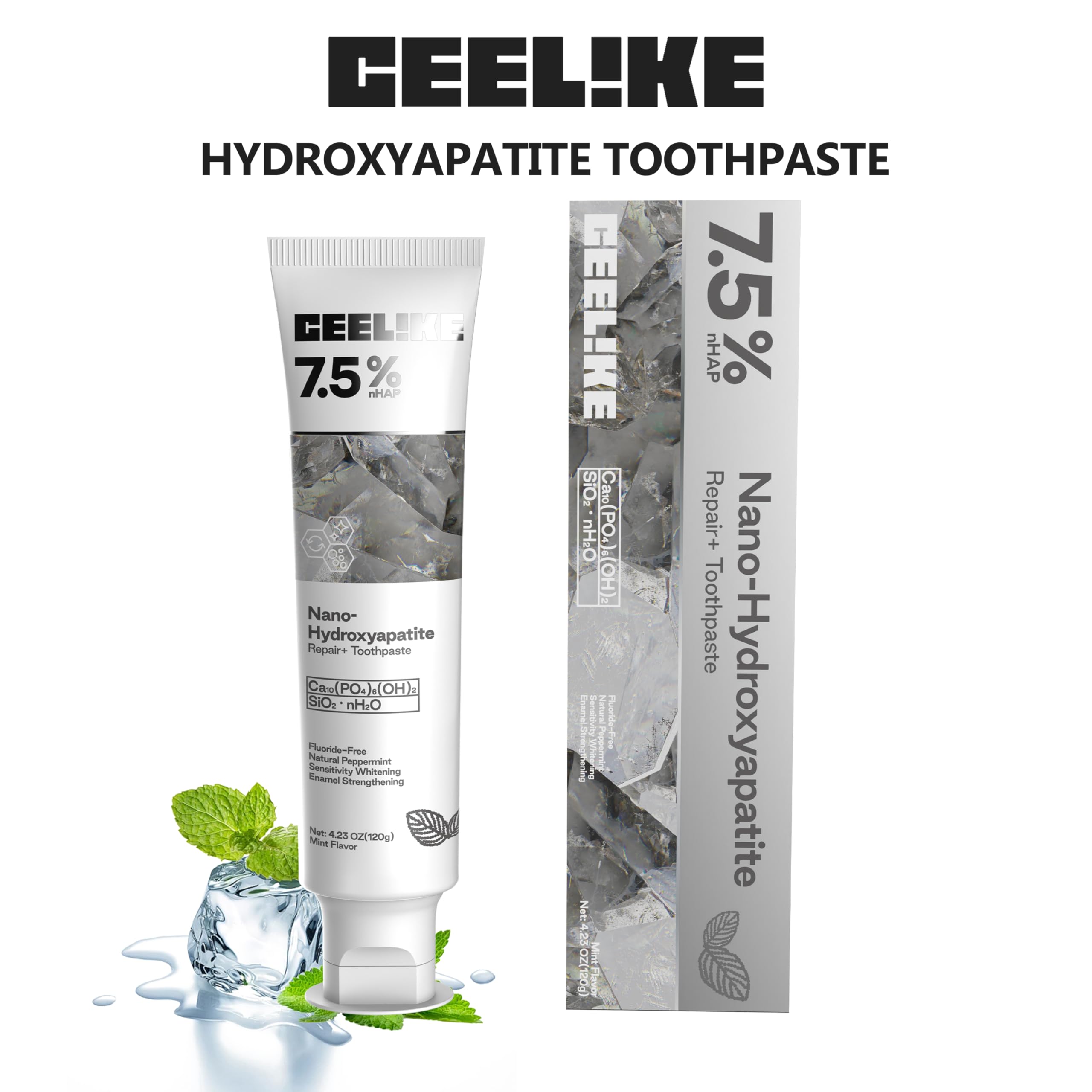 CEELIKE 7.5% Hydroxyapatite Toothpaste – Enamel Strengthening, Gum Protection, Fluoride-Free, 120g
