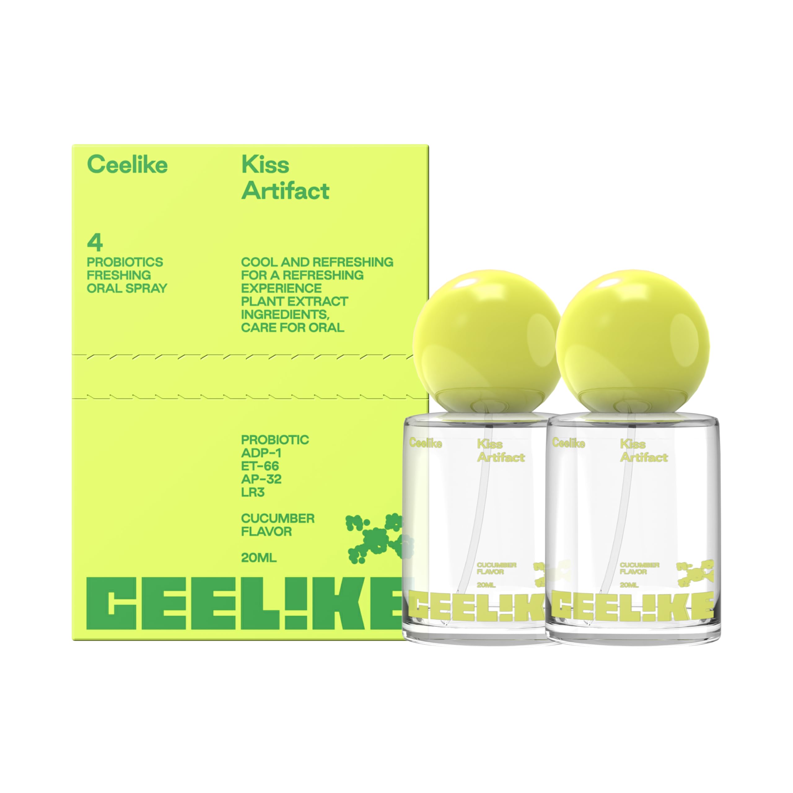 CEELIKE Oral Spray – Fresh Breath, Dual Cooling, On-The-Go (Cucumber, 2 ct)