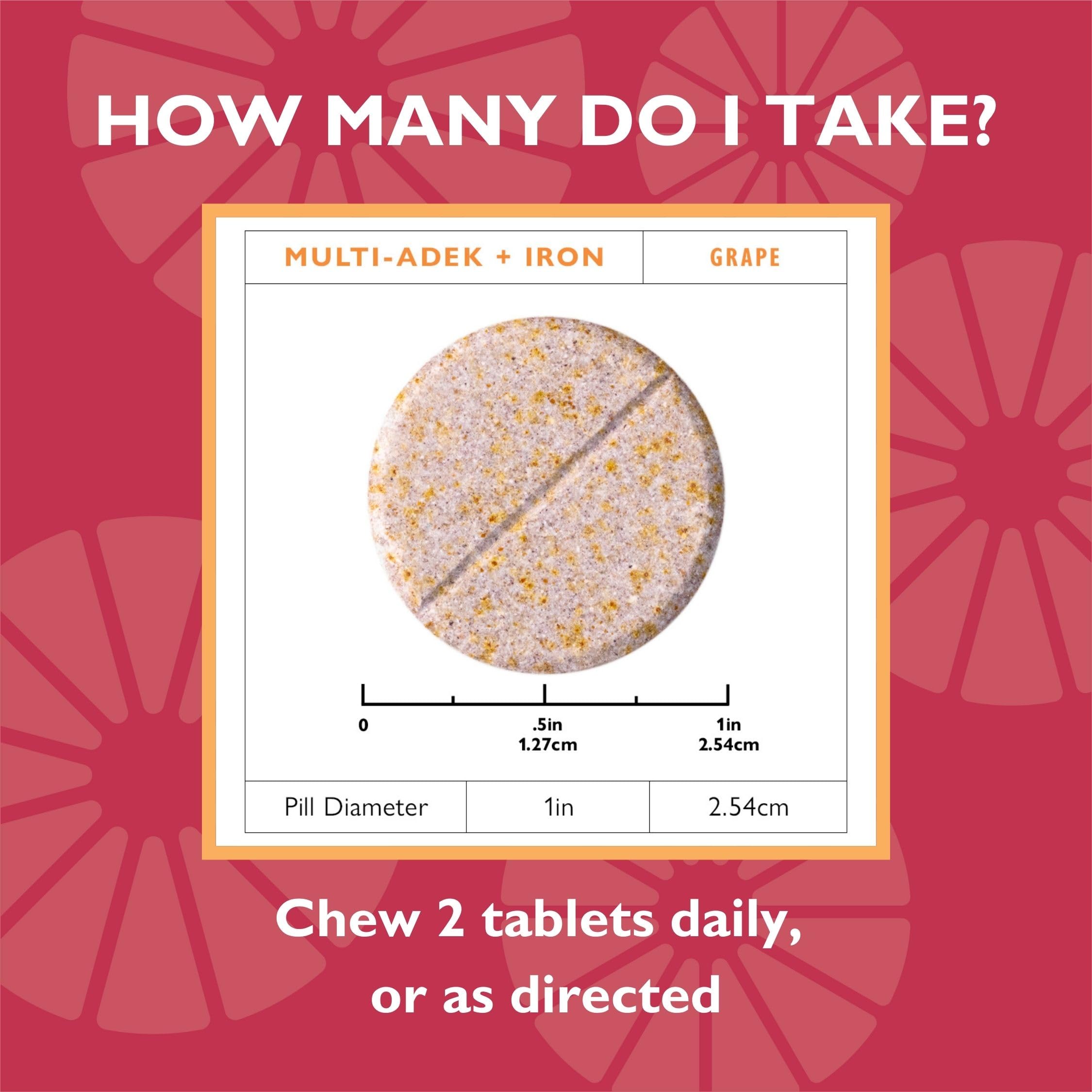 Celebrate Vitamins Multi ADEK Chewables with 60mg Iron | Bariatric Daily Multivitamin, Grape (60 Tablets) - Duodenal Switch & SADI/SIPS
