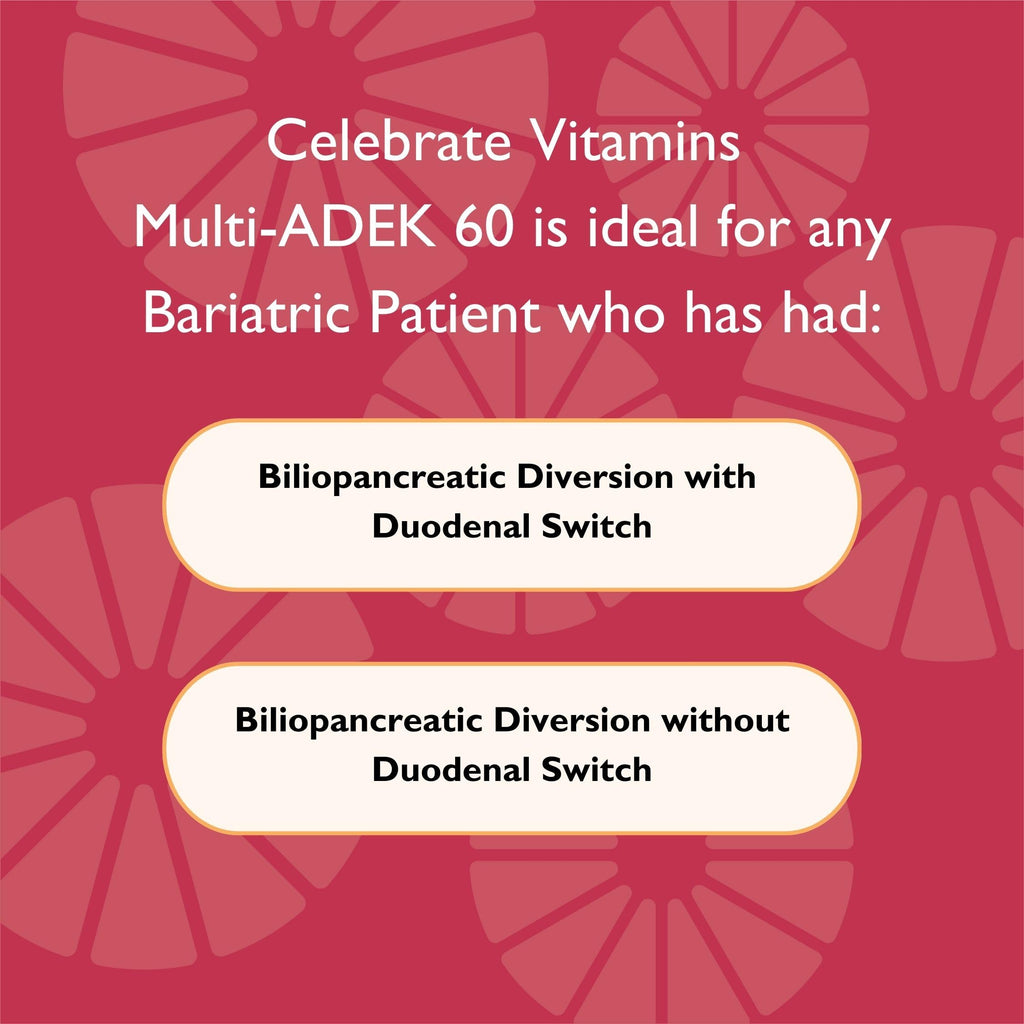 Celebrate Vitamins Multi ADEK Chewables with 60mg Iron | Bariatric Daily Multivitamin, Grape (60 Tablets) - Duodenal Switch & SADI/SIPS