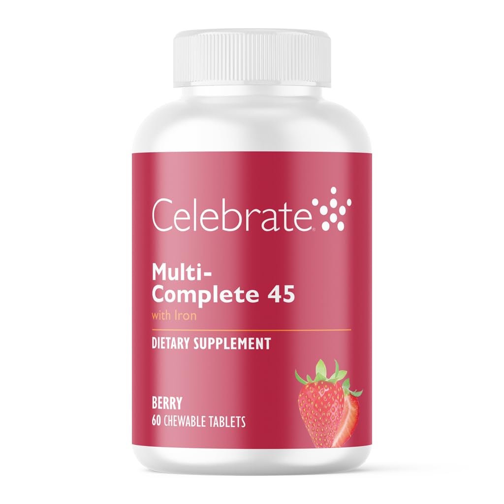 Celebrate Vitamins Multi-Complete Chewables – 45mg Iron | Bariatric Multivitamin for Sleeve Gastrectomy & Gastric Bypass (Berry, 60 Tablets)