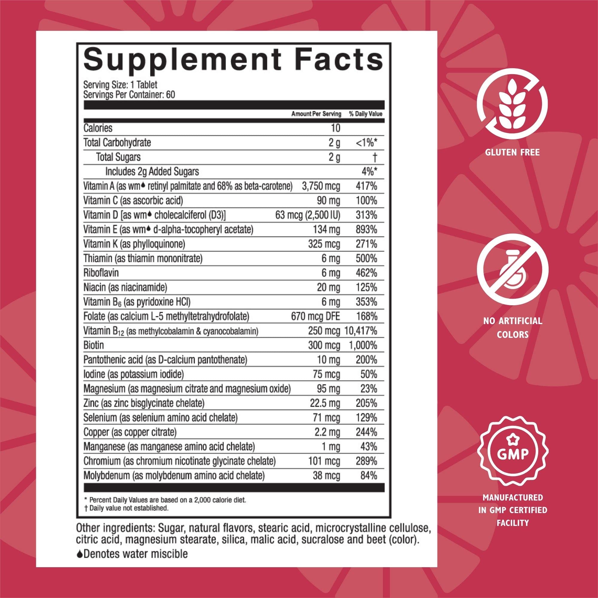 Celebrate Vitamins Multi ADEK Chewables Iron Free | Bariatric Multivitamin 60 Tablets