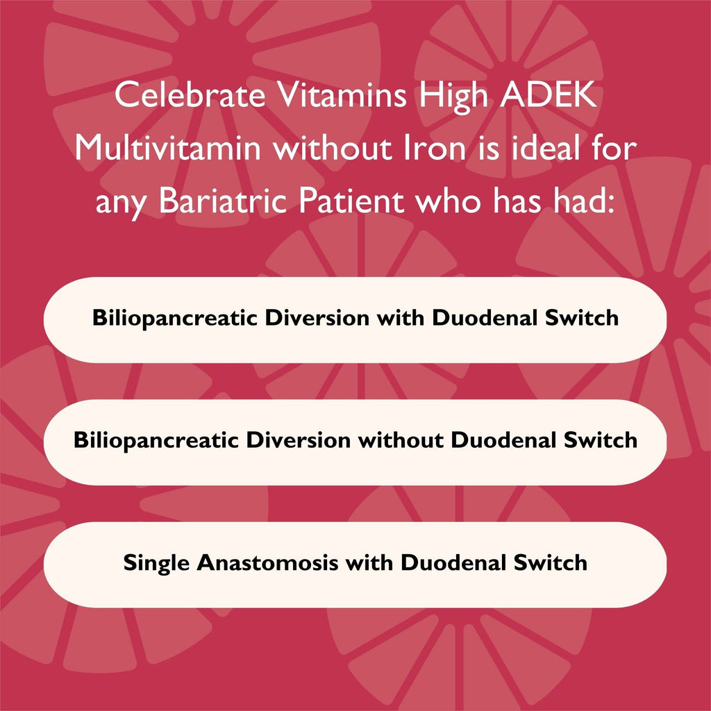 Celebrate Vitamins Multi ADEK Iron Free – Bariatric Multivitamin (180 Capsules)