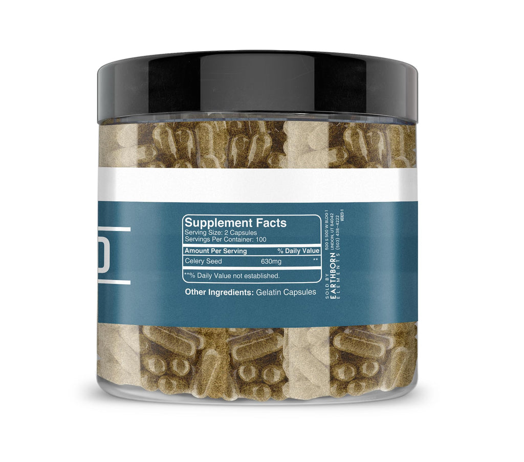 Earthborn Elements Celery Seed 200 Capsules - Pure & Undiluted