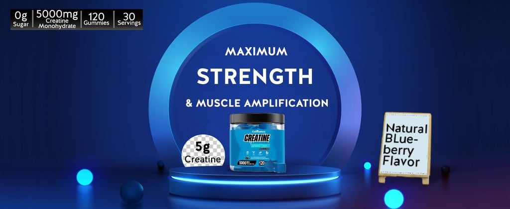 CellRestore Creatine Monohydrate Gummies – 120 Count, 5g Serving, Vegan, Sugar Free, Blueberry