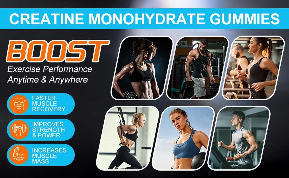 CellRestore Creatine Monohydrate Gummies – 120 Count, 5g Serving, Vegan, Sugar Free, Blueberry