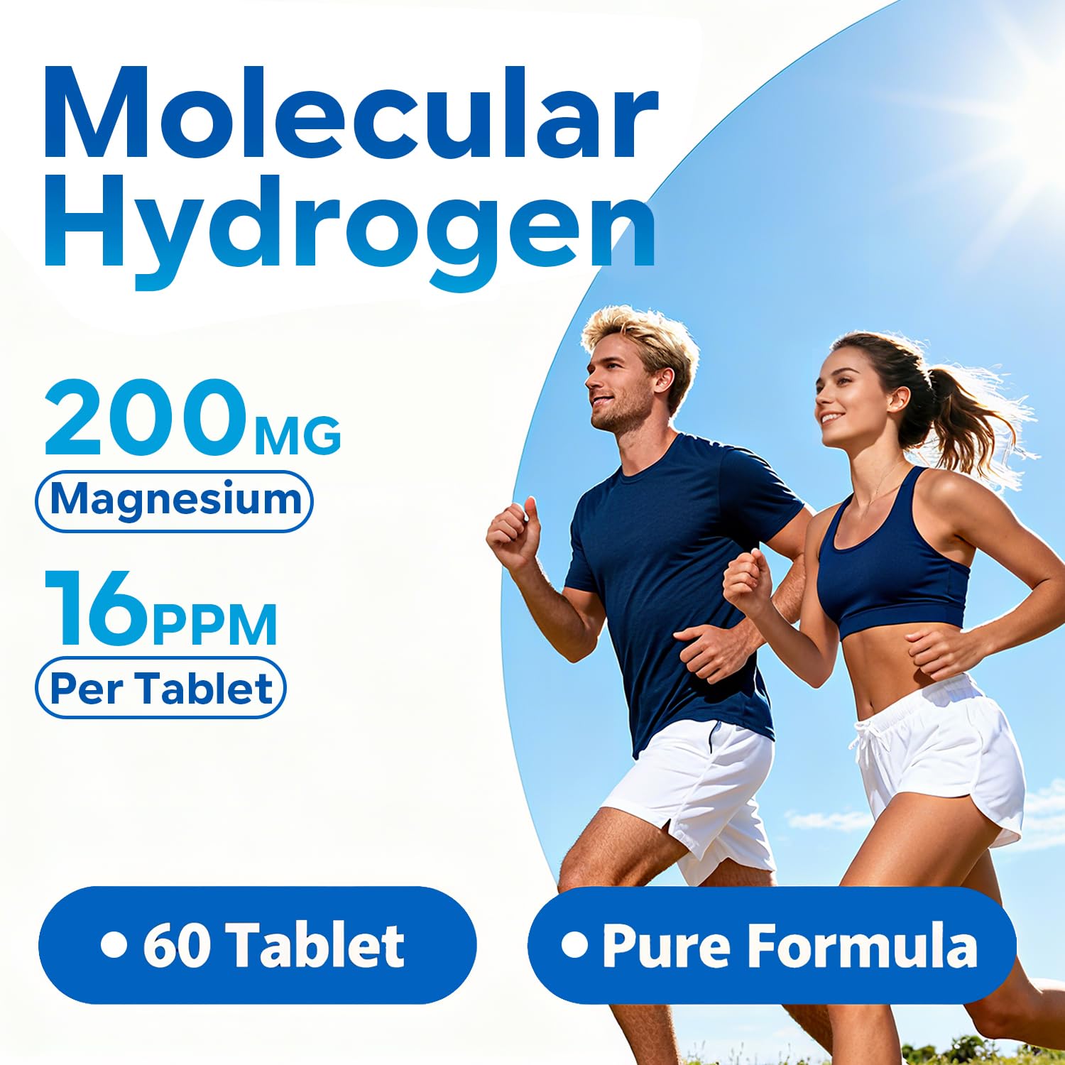 Hydrogen Water Tablets 16 PPM | 200mg Magnesium | Fast-Dissolving Drinking Water Tablets (60 Count)