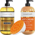 Cellulite Massage Oil, Gel & Mitt – Hot Cream Massage for Firm, Tighten & Moisturize Skin (8.8 oz.)