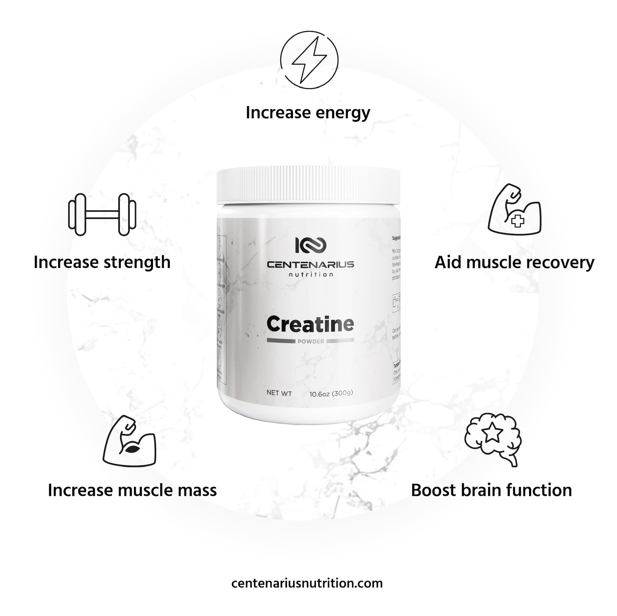 Centenarius Nutrition Creapure® Creatine Monohydrate Powder – Unflavored Micronized for Strength & Endurance