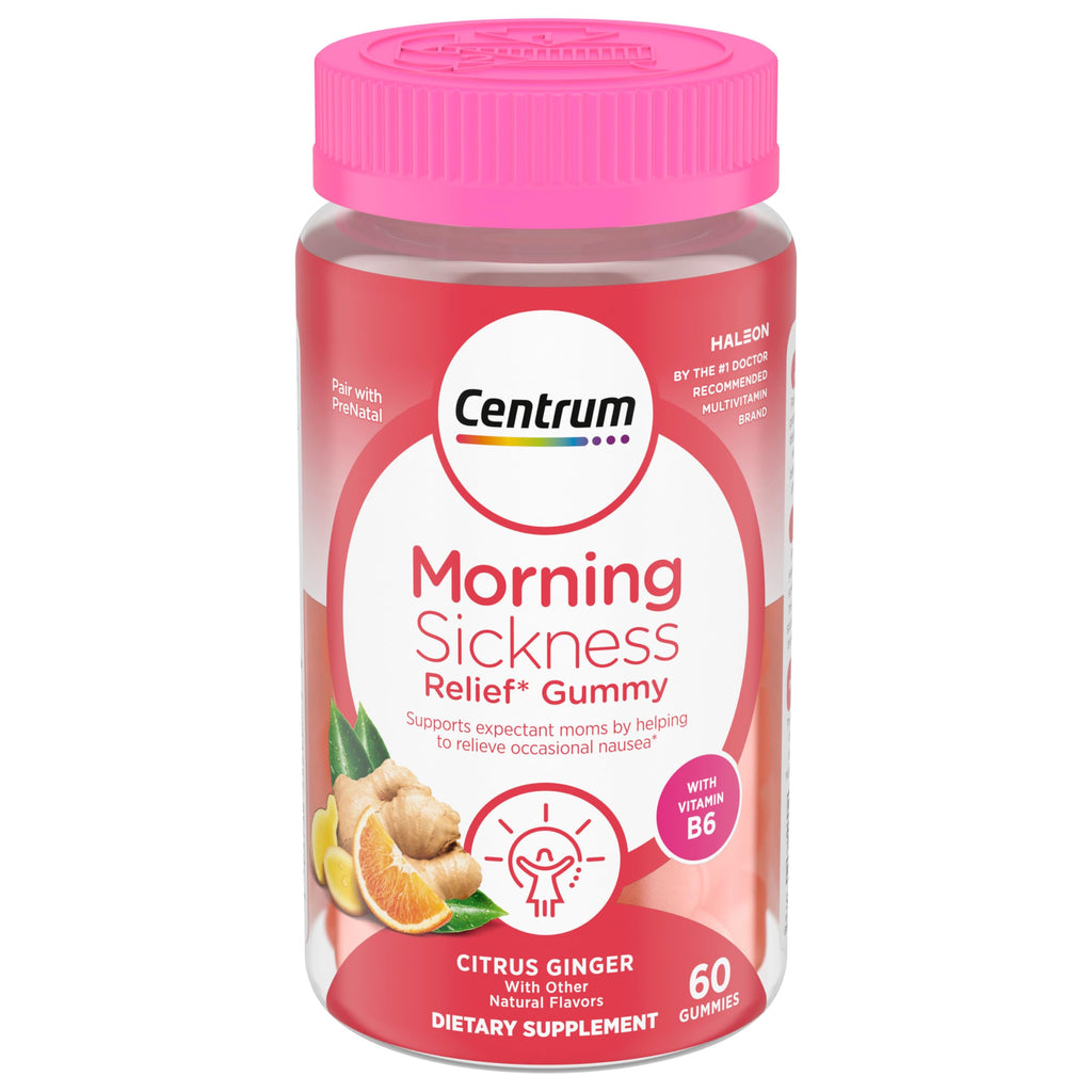 Centrum Morning Sickness Relief Gummies – Citrus Ginger, 60-Count, Gluten-Free