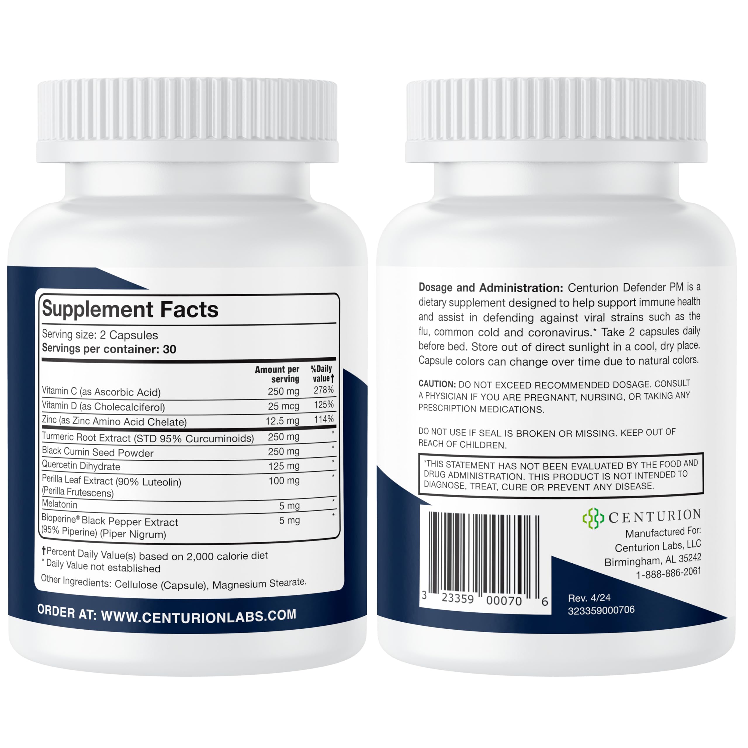 Centurion Defender PM – 9-in-1 Natural Sleep & Immune Support, 60 Caps