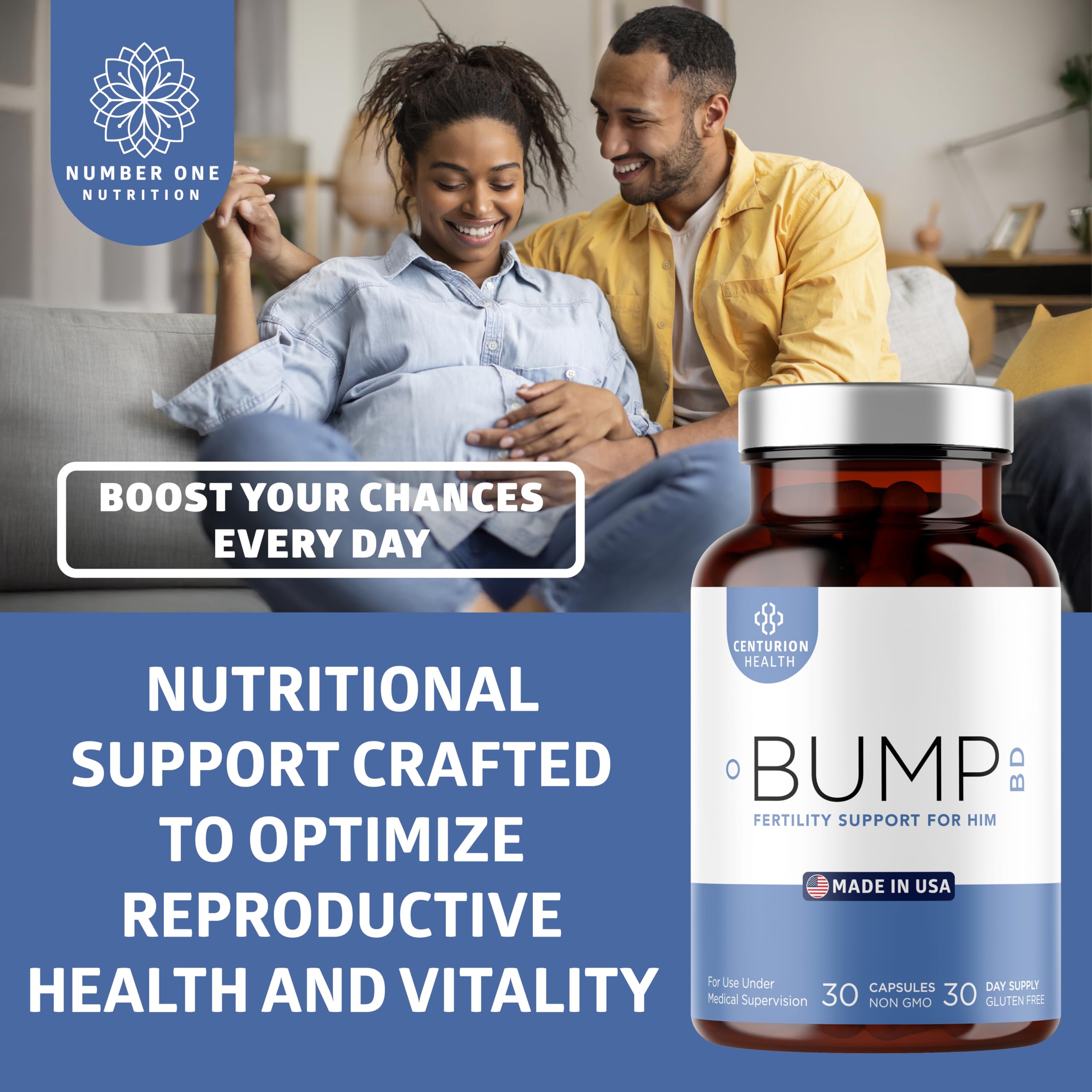 Centurion Labs Bump BD – Natural Male Fertility Support, 30 Capsules