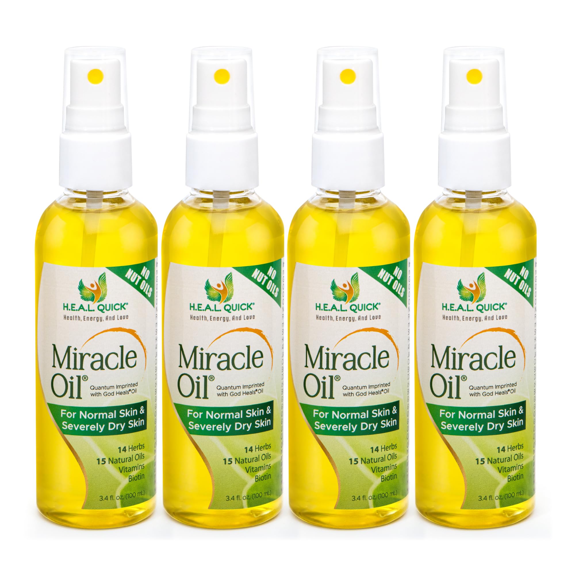 Century Systems H.E.A.L. Quick Oil – 3.4 oz, 4-Pack | 14 Herbal Extracts, 15 Natural Oils, Vitamins A, D3 & E + Biotin