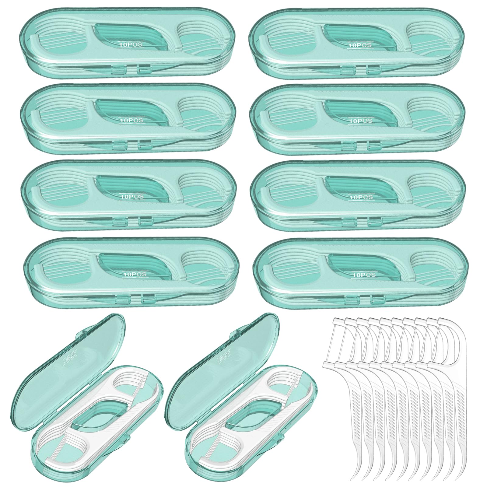 Ceonam 10-Pack Flosser Dispenser – Portable Floss Picks with Travel Case
