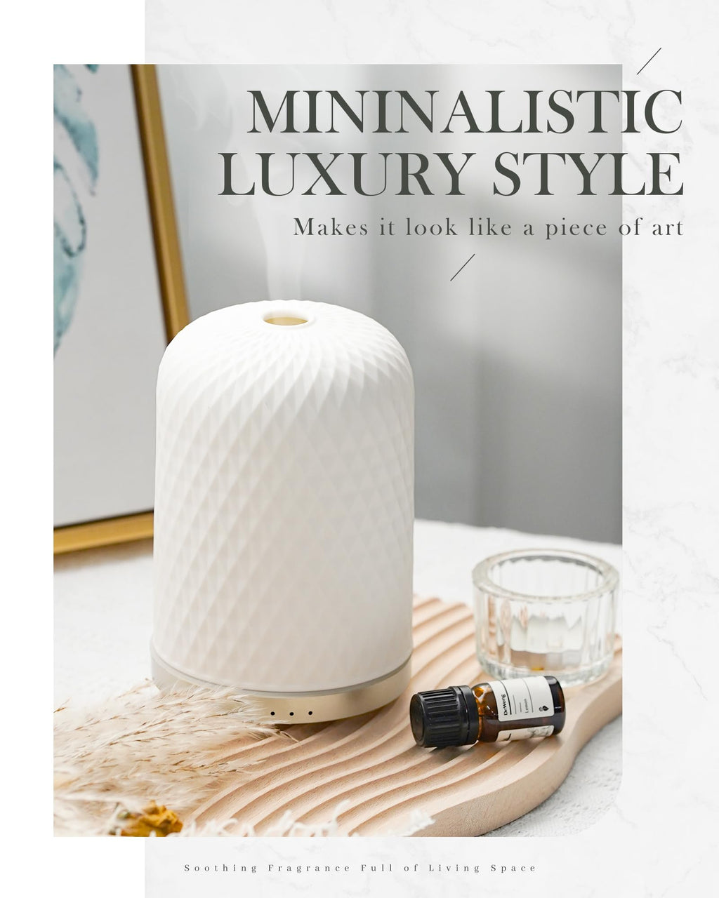 Essential Oil Diffuser 110ML – Ceramic Ultrasonic Diffuser, White