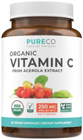 Certified Organic Vitamin C Supplement - Acerola Immune Support (1 Month Supply)