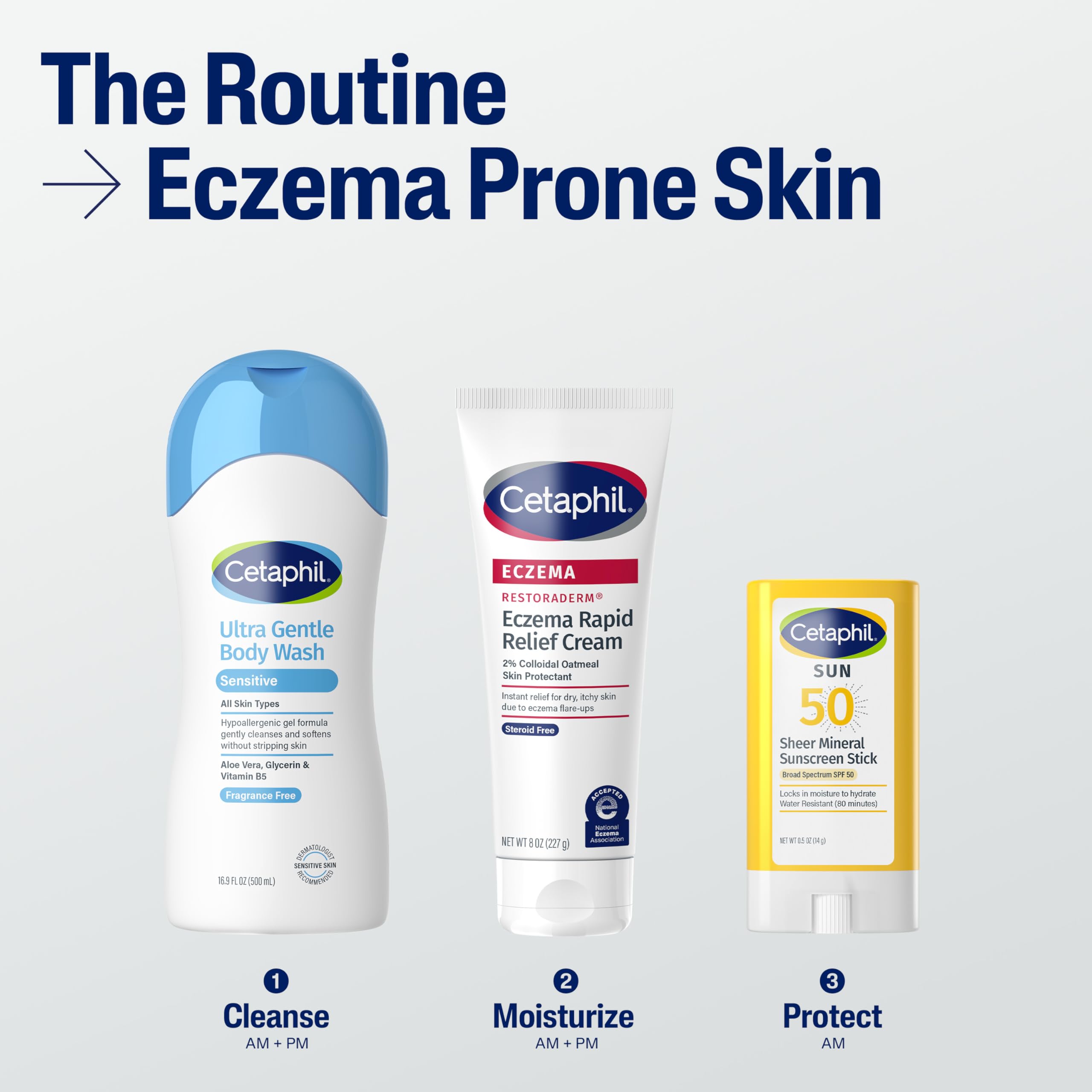 Cetaphil Eczema Restoraderm Flare-Up Relief Cream – 8 oz, 48-Hour Hydration, Steroid-Free
