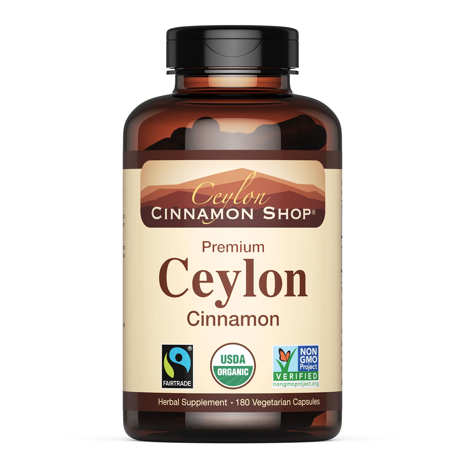 Ceylon Cinnamon Shop: Organic Ceylon Cinnamon Supplement, 180 Capsules (3 Month Supply)