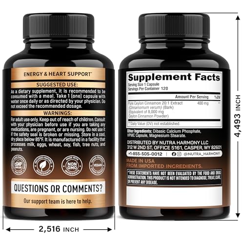 Ceylon Cinnamon Capsules - Extra Strength - 120 Caps - USA Made