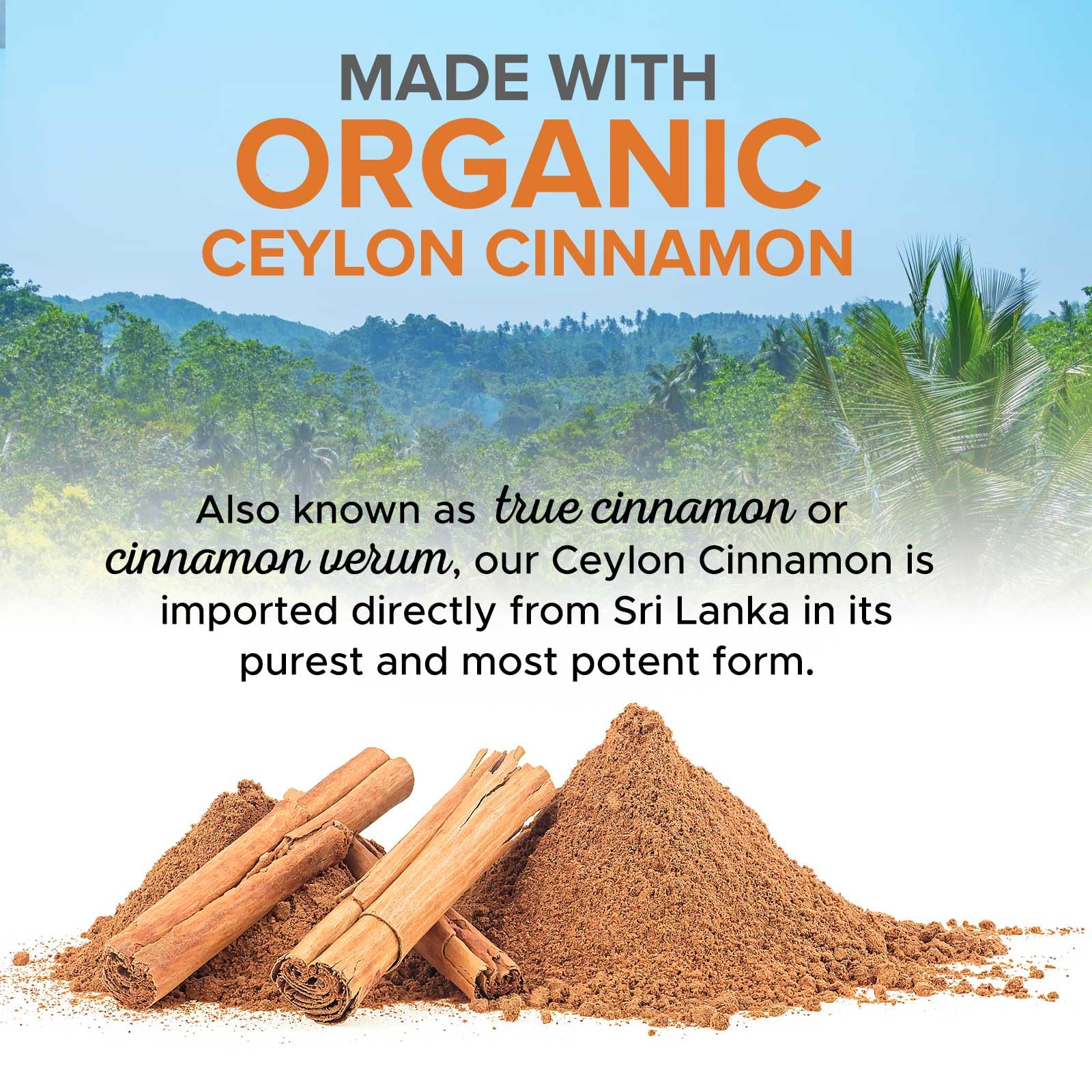 Ceylon Cinnamon Capsules 1800mg - Organic, Non-GMO, Gluten Free | 120 Capsules