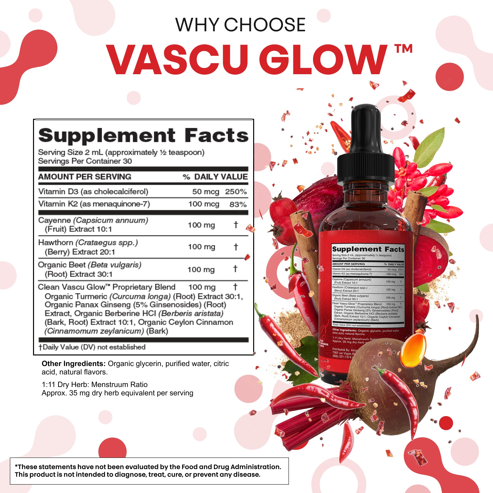 Clean Nutra Vascu Glow All-in-One: Cayenne Pepper Drops + Hawthorn Berry