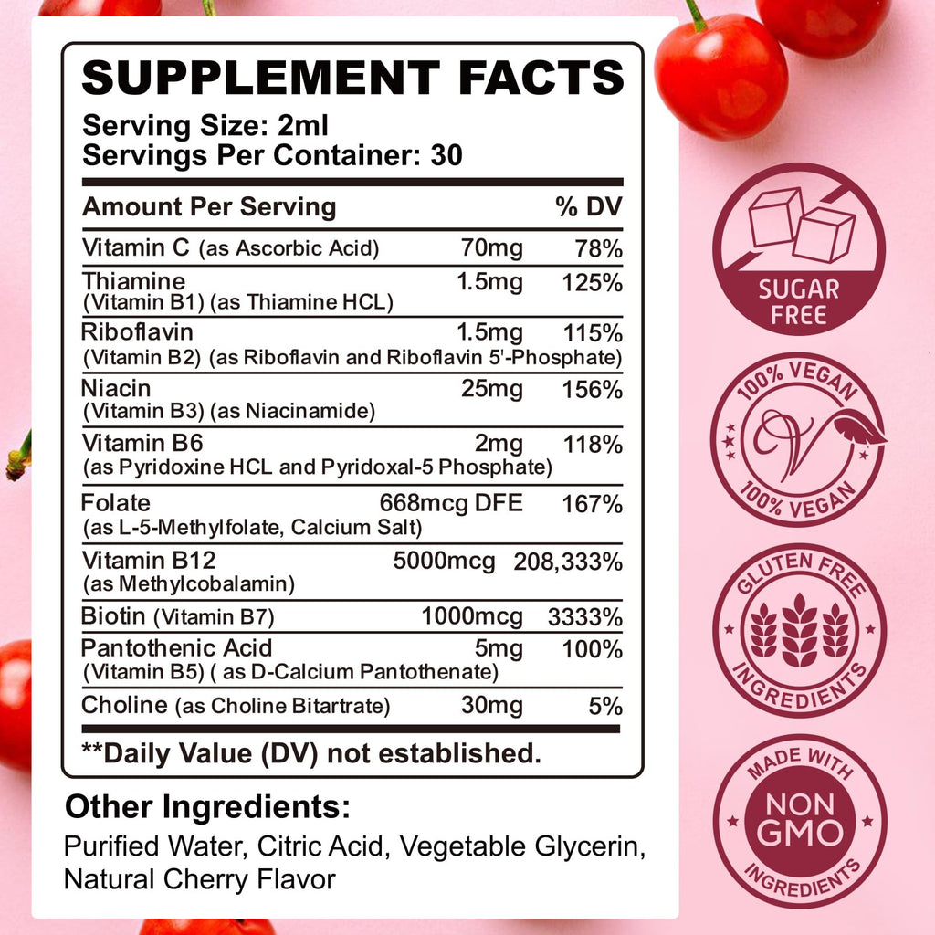 CFILIHTC B Complex Drops – Vegan Methyl B12, Cherry Flavor