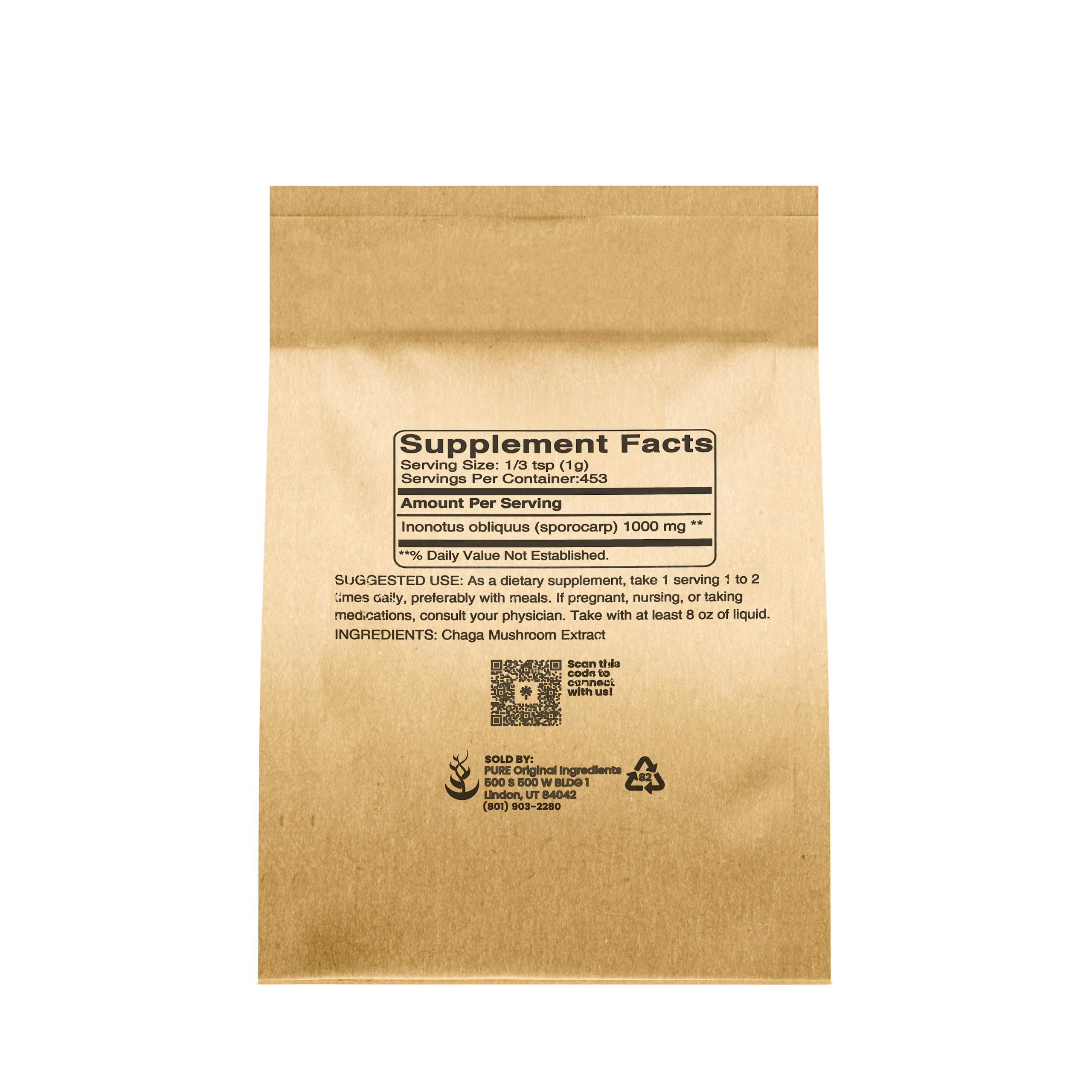 Chaga Extract Powder (1 lb) – Pure Original Ingredients Mushroom Supplement | Always Pure