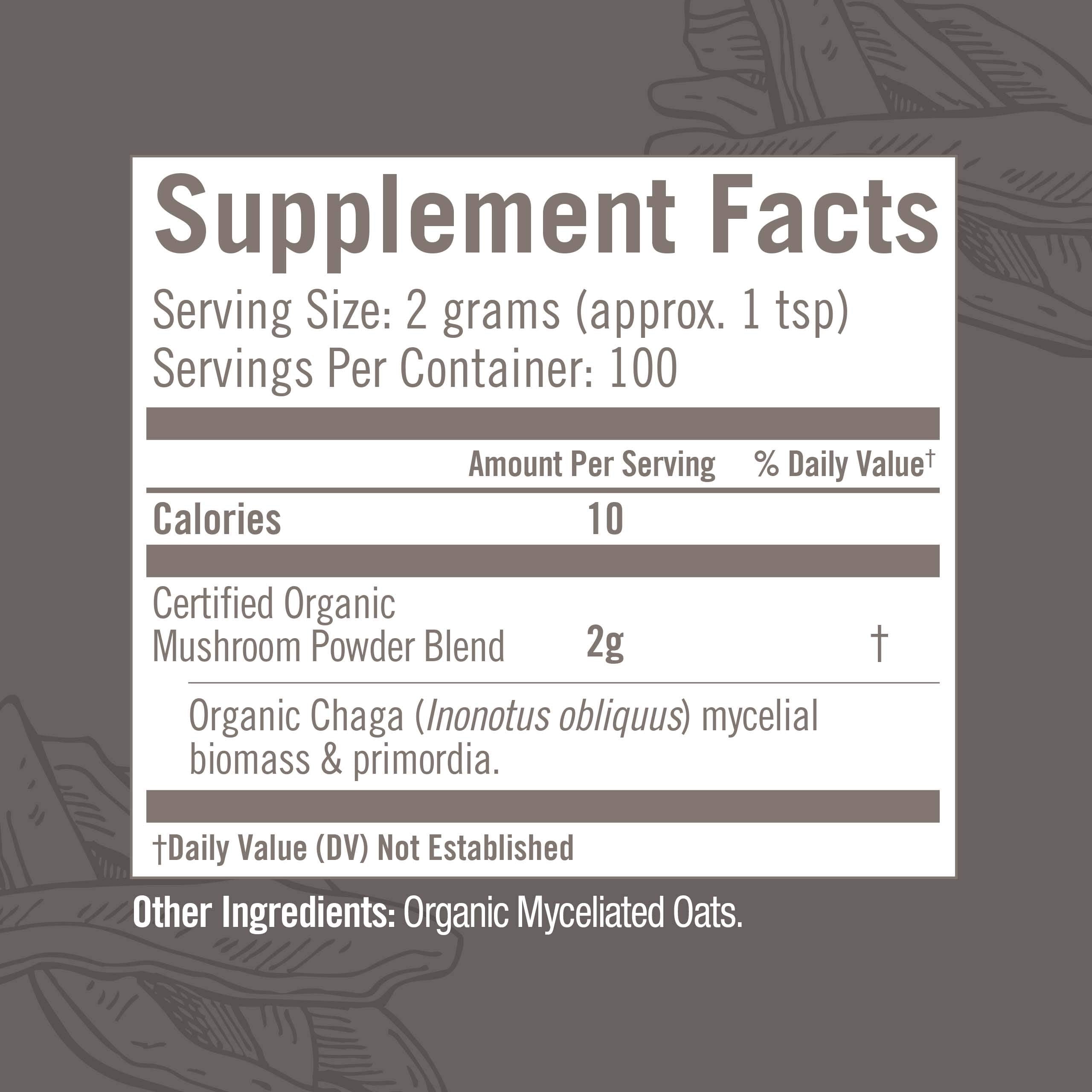 OM MUSHROOM SUPERFOOD Chaga Powder – 7.05 oz, 100 Servings, Organic